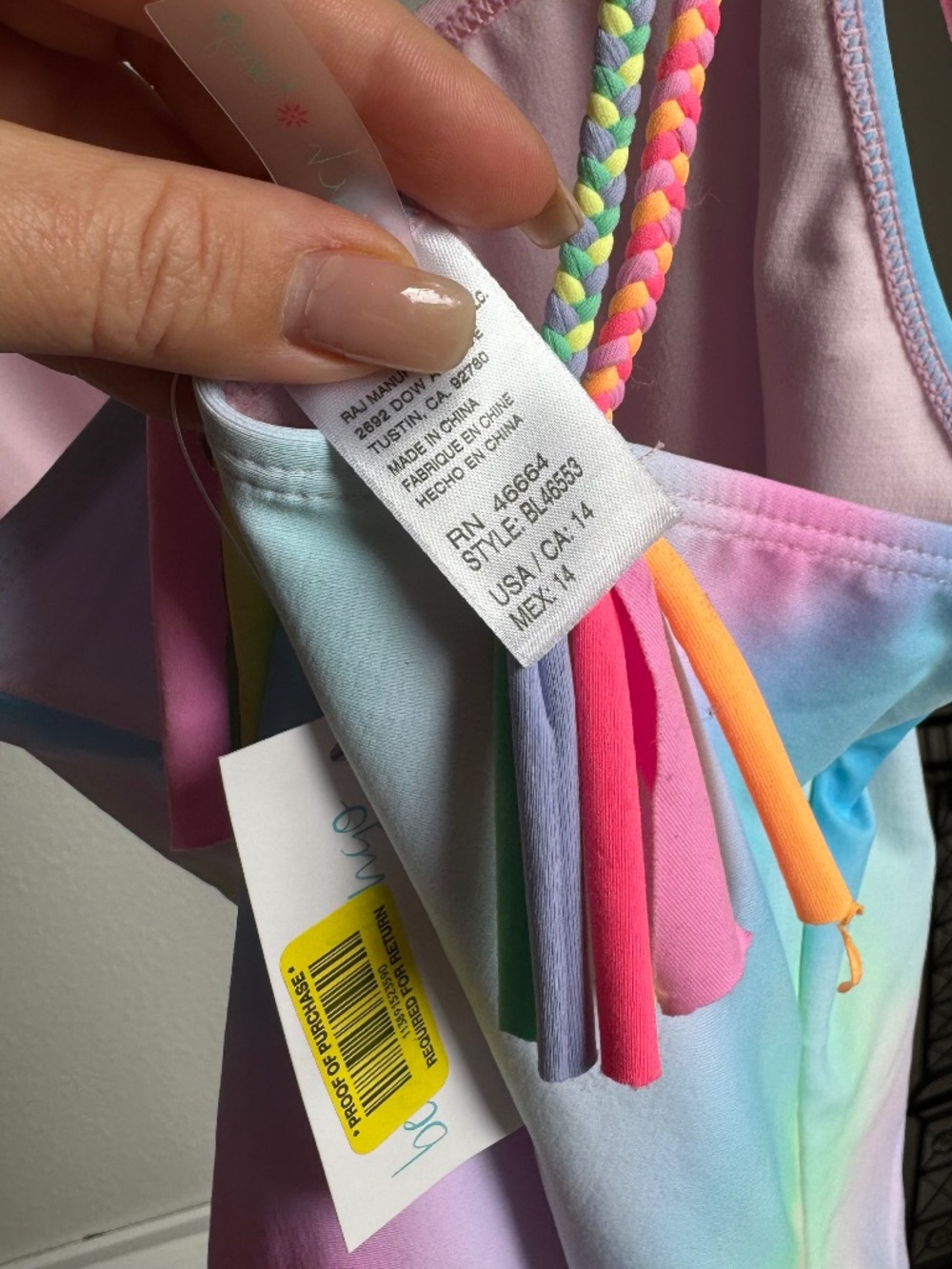 NWT Beach Lingo Girls Swimsuit One Piece Galaxy Rainbow Size 14 - Picture 12 of 12